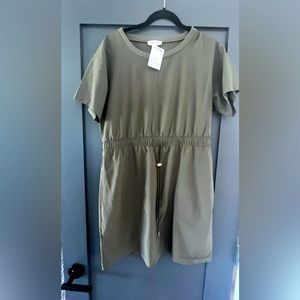 Calvin Klein dress, army green, stretch waist, short